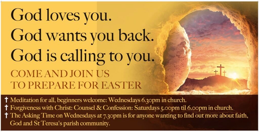 Banner proclaiming God's love for us and that he is calling us back.